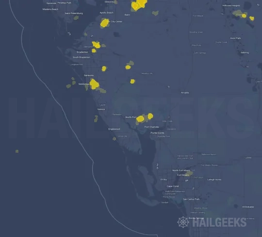 Hail map for North Port, FL on Sep 20, 2026