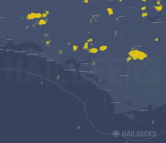 Hail map for Panama City, FL on Sep 20, 2026