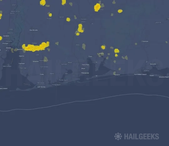 Hail map for Pensacola, FL on Sep 20, 2026