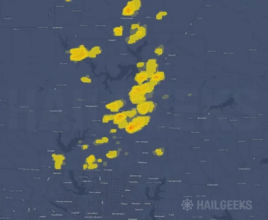 Hail map for Sherman, TX on Sep 20, 2026