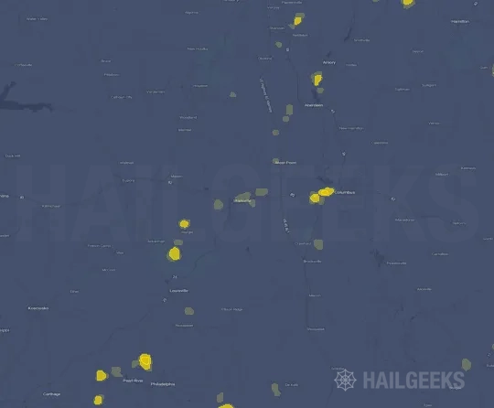 Hail map for Starkville, MS on Sep 20, 2026