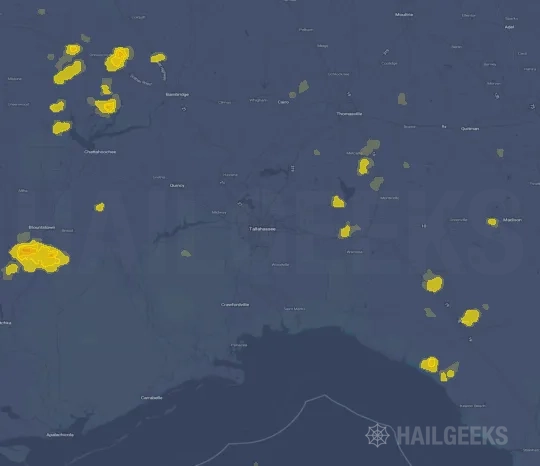 Hail map for Tallahassee, FL on Sep 20, 2026