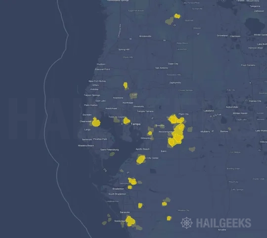 Hail map for Tampa, FL on Sep 20, 2026