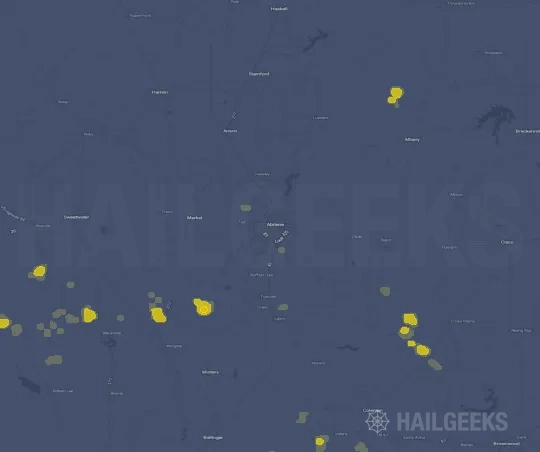 Hail map for Abilene, TX on Sep 21, 2026