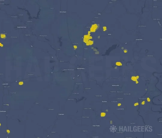Hail map for Alexandria, LA on Sep 21, 2026