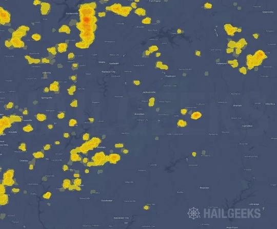 Hail map for Anniston, AL on Sep 21, 2026