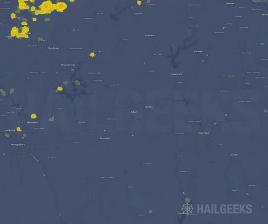 Hail map for Auburn, AL on Sep 21, 2026