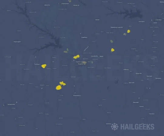 Hail map for Augusta, GA on Sep 21, 2026