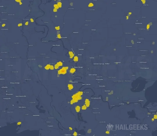 Hail map for Baton Rouge, LA on Sep 21, 2026