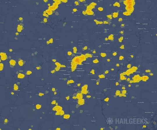 Hail map for Birmingham, AL on Sep 21, 2026