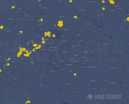Hail map for Charlotte, NC on Sep 21, 2026