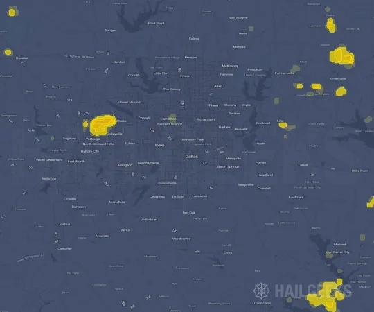 Hail map for Dallas, TX on Sep 21, 2026