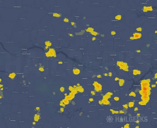 Hail map for Decatur, AL on Sep 21, 2026