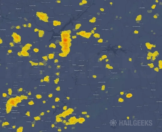 Hail map for Gadsden, AL on Sep 21, 2026