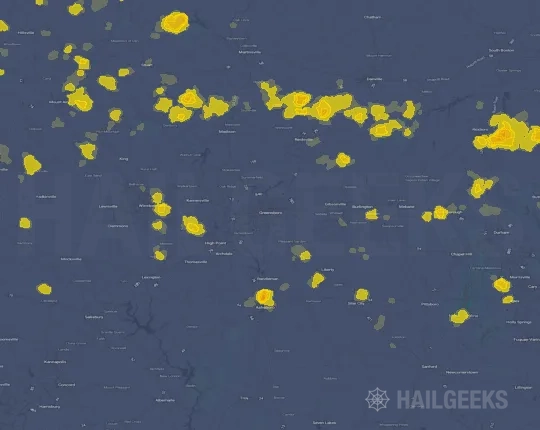 Hail map for Greensboro, NC