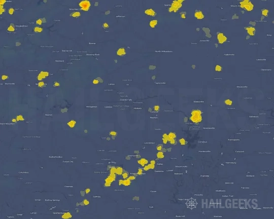 Hail map for Hickory, NC on Sep 21, 2026