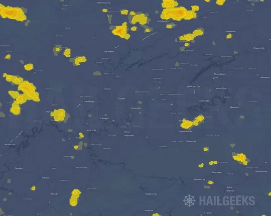 Hail map for Knoxville, TN on Sep 21, 2026
