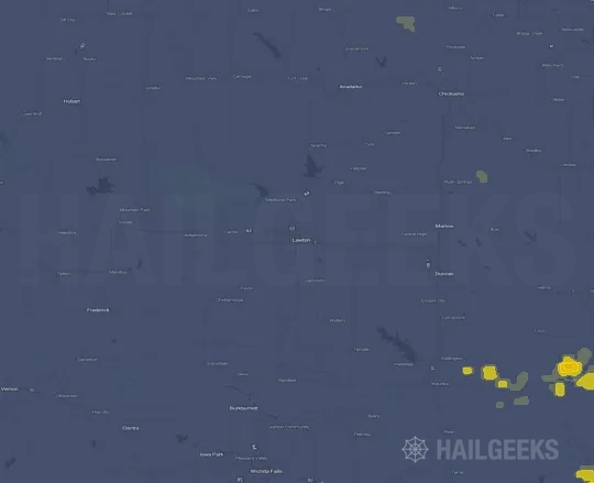Hail map for Lawton, OK on Sep 21, 2026