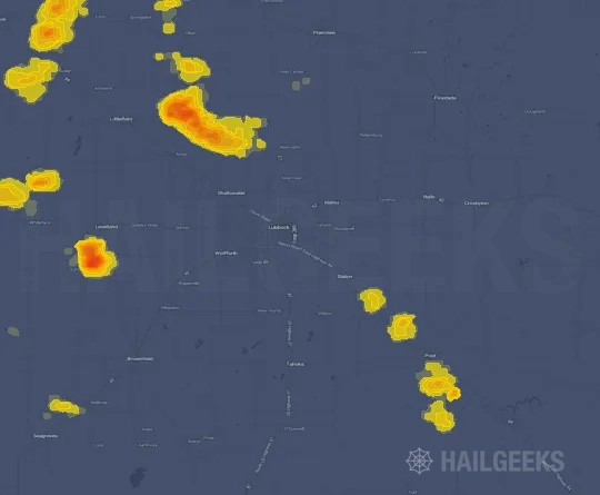 Hail map for Lubbock, TX on Sep 21, 2026