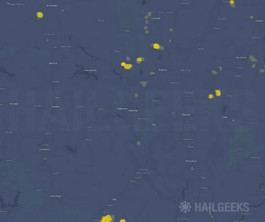 Hail map for Monroe, LA on Sep 21, 2026