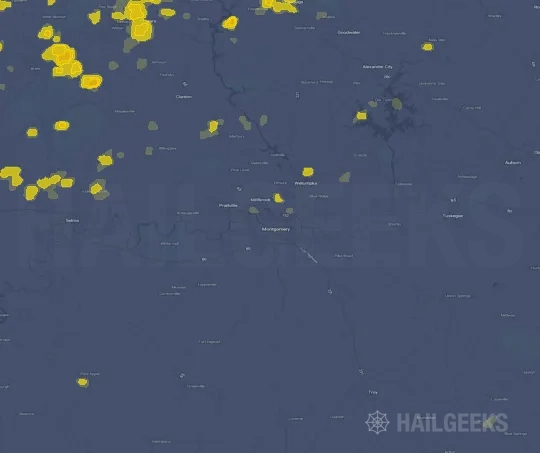 Hail map for Montgomery, AL on Sep 21, 2026
