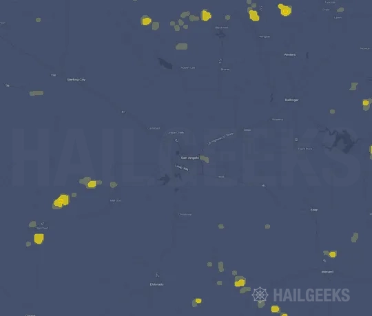 Hail map for San Angelo, TX on Sep 21, 2026