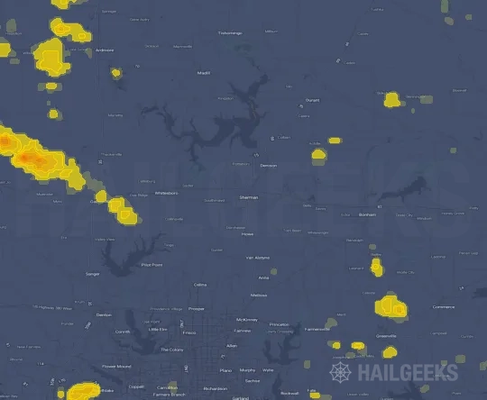 Hail map for Sherman, TX on Sep 21, 2026