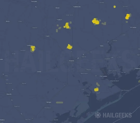 Hail map for Victoria, TX on Sep 21, 2026