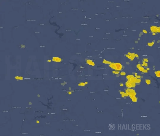 Hail map for Waco, TX on Sep 21, 2026