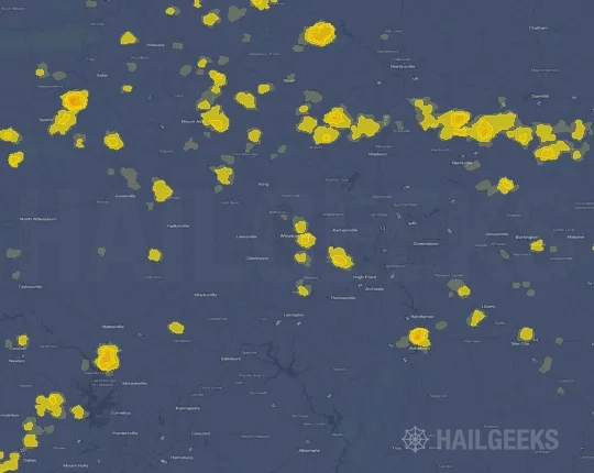 Hail map for Winston, NC on Sep 21, 2026