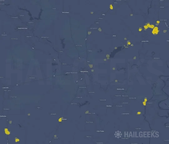 Hail map for Alexandria, LA on Sep 22, 2026