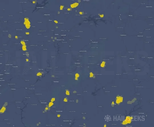 Hail map for Anniston, AL on Sep 22, 2026