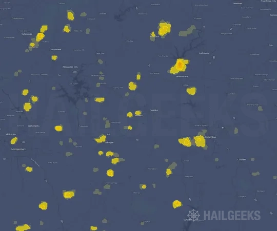 Hail map for Auburn, AL on Sep 22, 2026