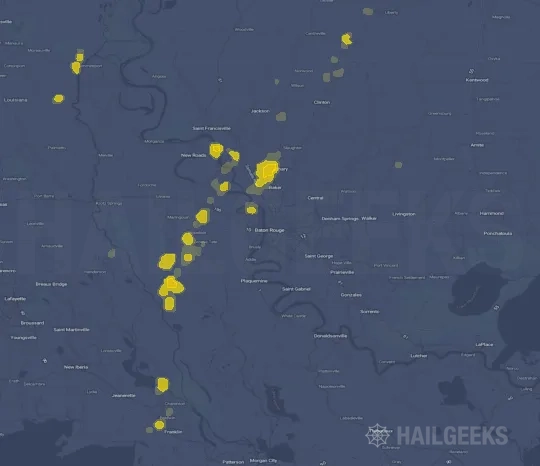 Hail map for Baton Rouge, LA on Sep 22, 2026