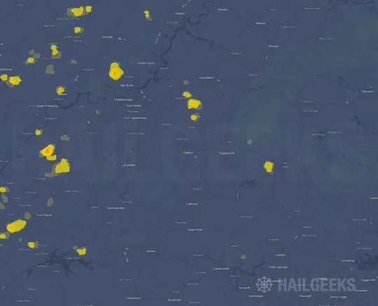 Hail map for Dalton, GA on Sep 22, 2026