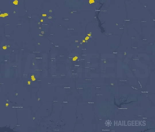 Hail map for Dothan, AL on Sep 22, 2026