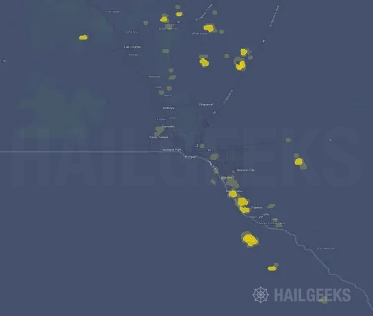 Hail map for El Paso, TX on Sep 22, 2026