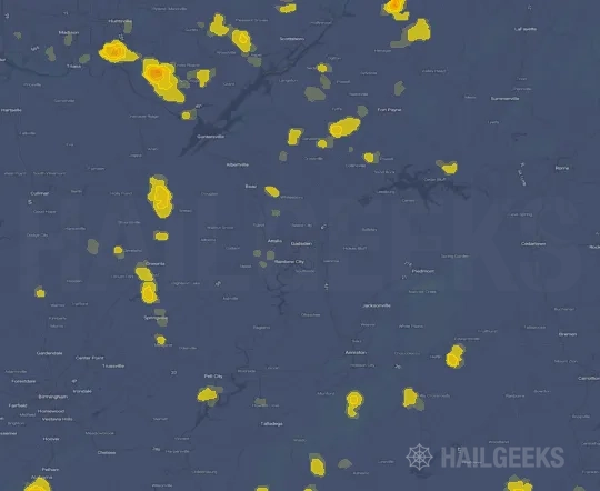 Hail map for Gadsden, AL on Sep 22, 2026