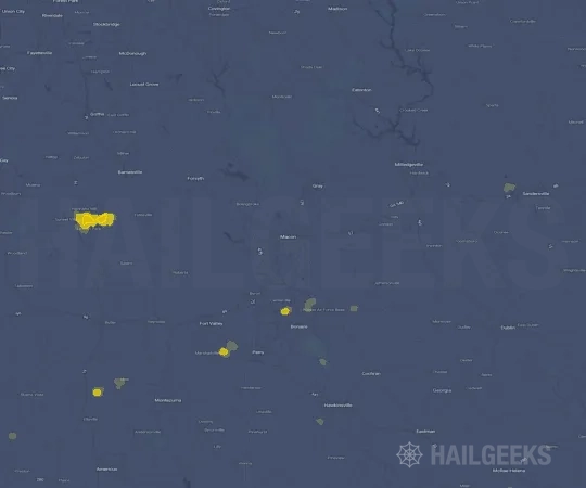 Hail map for Macon, GA on Sep 22, 2026