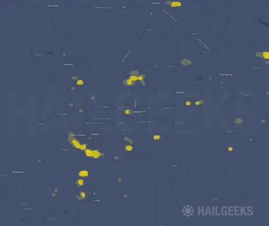 Hail map for Midland, TX on Sep 22, 2026
