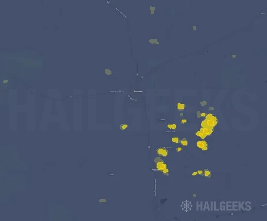 Hail map for Roswell, NM on Sep 22, 2026