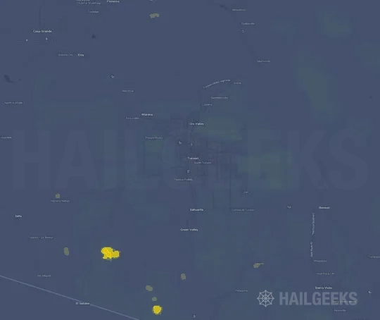 Hail map for Tucson, AZ on Sep 22, 2026