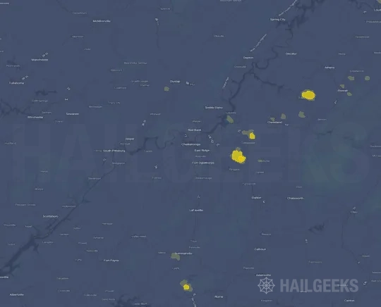 Hail map for Chattanooga, TN on Sep 23, 2026