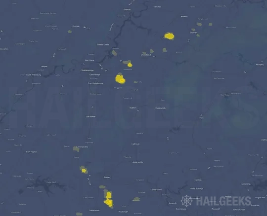 Hail map for Dalton, GA on Sep 23, 2026
