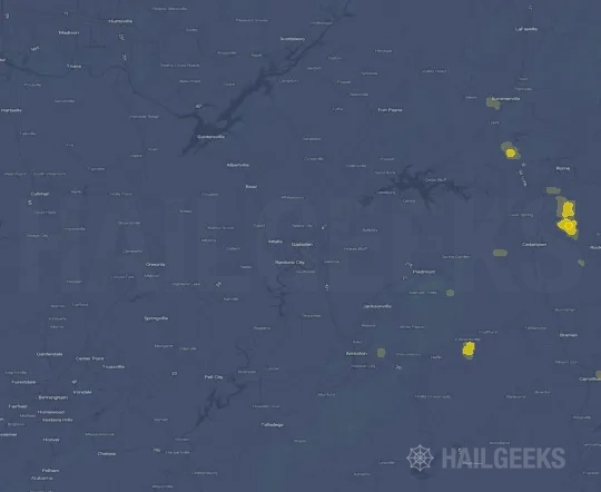 Hail map for Gadsden, AL on Sep 23, 2026
