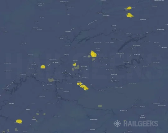 Hail map for Knoxville, TN on Sep 23, 2026