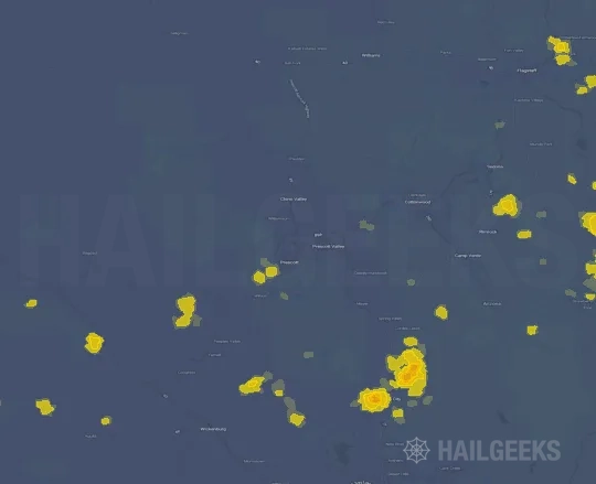 Hail map for Prescott, AZ on Sep 23, 2026