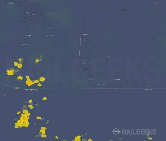 Hail map for Sierra Vista, AZ on Sep 23, 2026