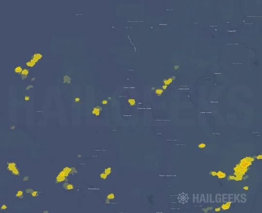 Hail map for Prescott, AZ on Sep 24, 2026