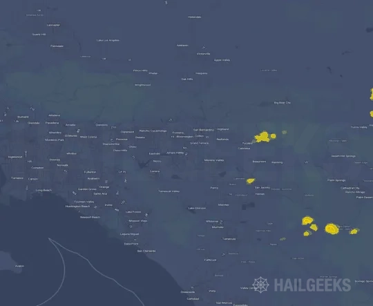 Hail map for Riverside, CA